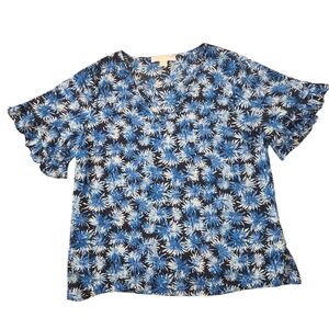 Michael Kors Floral Ruffle Sleeve Blouse